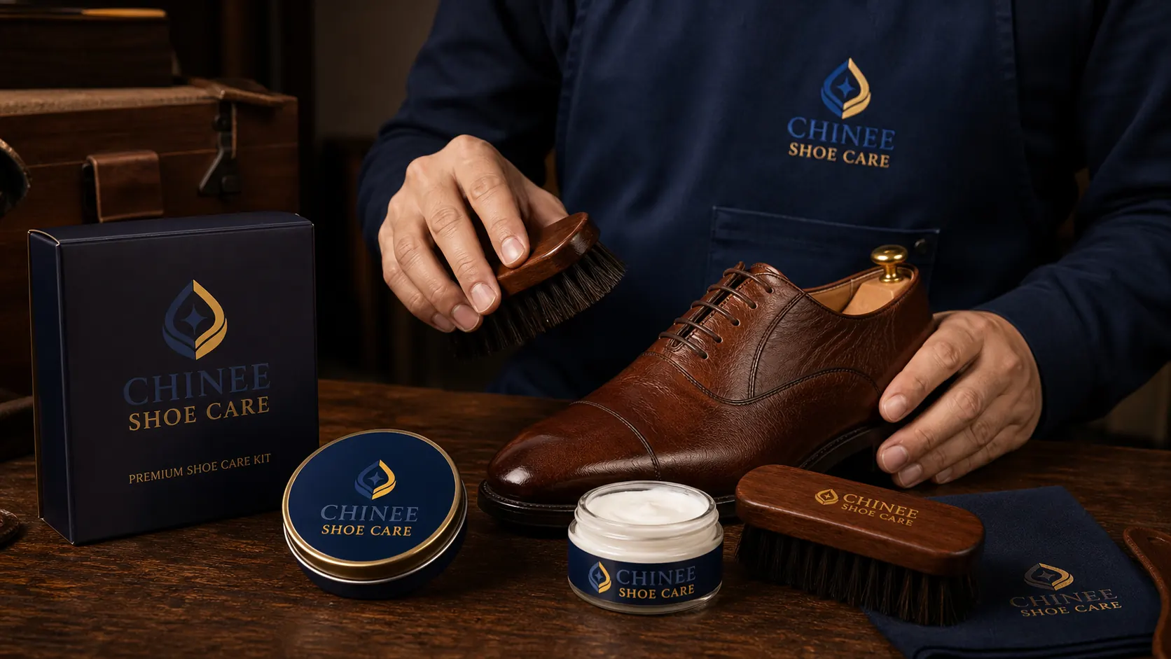 CHINEE branded leather shoe care application