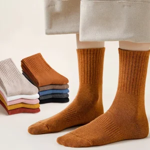 100% Cotton Custom Deodorant Women’s Winter Sports Ladies Pure Cotton Mid Tube Color Fashion Socks