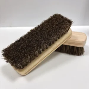 100% Soft Genuine Horse Hair Bristles with Unique Concave Design Wood Handle Shoe Shine Brush