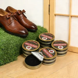 100ml & 40ml Metal Tin Box Shoe Polish with Decontamination for Leather Maintenance Black