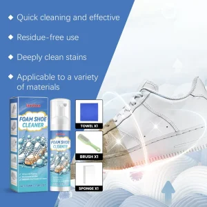 100ml Foam Shoe Cleaner Kit Foaming White Shoe Cleaner Oil Stains Dirt Removing Shoes Cleaner Towel Brush Sponge Set