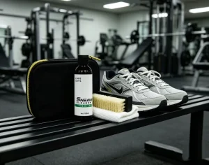 100ml Sneaker Cleaner Kit with Brush & Towel Portable Shoe Cleaning Set with Storage Case for All Sneakers