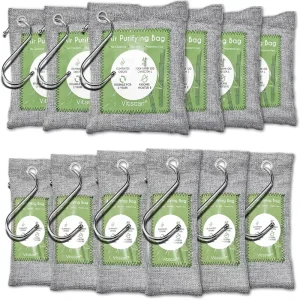 12 Pack Bamboo Activated Charcoal Air Purifying Bags Odor Moisture Absorbers Car Air Freshener Shoe Deodorizer Home Pet Closet