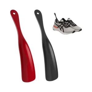 19.5cm Black Red Flexible Strong Plastic Snap Proof Shoe Horns 2PK