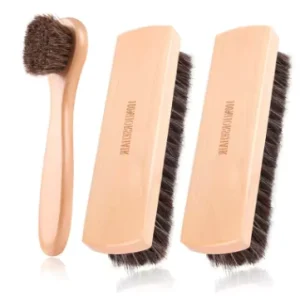 2 Pcs Horsehair Shine Body Both Brush Kit Polish Dauber Applicators Leather Shoes Boots Care Brushes Suede Cleaner Brush