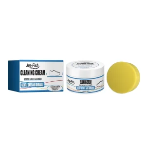 2 Piece Daily Shoe Care Set for Sneakers & Sports Shoes White Cleaning Cream & Brush Cloth