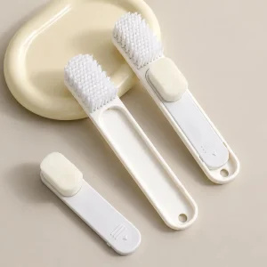 2 in 1 Shoe Brush Set with Squeegee Portable Cleaning Tool Kit for Sneakers Leather Shoes Boots Scraper Nonslip Handle