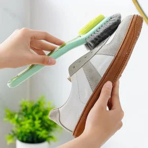 2 in 1 TPR Bristle Shoe Brush Multifunctional Double Sided Scrub Brush Long Handle Shoe Cleaning Brush