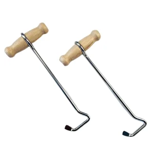 20 cm Wooden Boot Hooks with Stainless Steel Puller for Cowboy Boots and Long Shoes Shoe Horn with Elegant Wood Handle