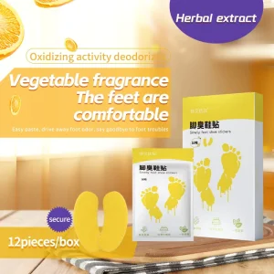 2in1 Outdoor Shoe Deodorant Patches with Vitamin C and Lemongrass Non woven Fabric for Foot Odor Removal and Fresh Breath