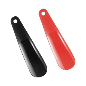 2pcs Travel Shoe Horn with Hanging Holes Small Plastic for Men Women and Seniors (Red Black)