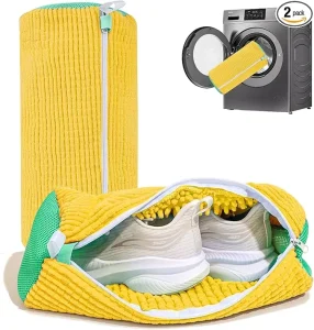2pcs Yellow Reusable Shoe Cleaning Bag Laundry Washer Dryer Kit for Sneaker Tennis Shoes Unstain Cleaner Shoe Washing Machine