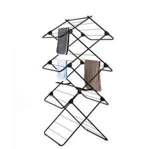 3 Tier Foldable Space Saving Laundry Dryer Stand Powder Coating 17m Clothes Drying Rack for Bathroom