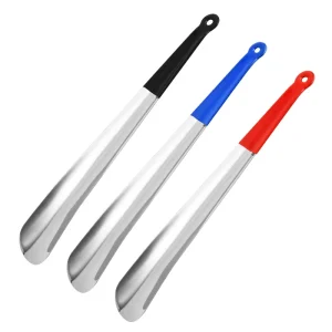30cm Black Soft Grip Household Tool Steel Shoe Horn for Boots and High Heels Easy Slip on Design Women and Seniors