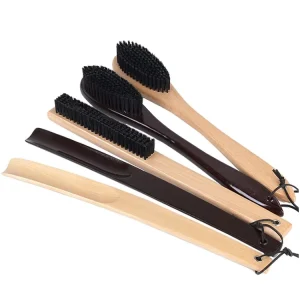 38cm Long Solid Wood Shoe Horn Shoe Brush Lotus Wood Clothes Brush