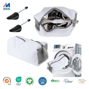 39x19cm Microfiber Shoe Laundry Bag Reusable Zipper Washing Bag For Machine Cleaning Soft & Protective