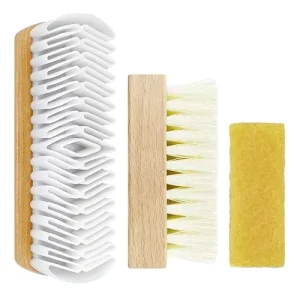 3PCS Wooden Handle Suede & Nubuck Leather Shoe Care Brush for Cleaning and Polishing