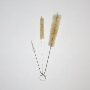 3Pcs Natural Bristle Stainless Steel Cleaning Brushes With Hanging Loop Anti Scratch & 2 In 1 For Bottle