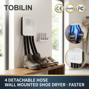 4 Detachable Hoses Wall Mounted Shoe Dryer Fast Drying Deodorizer for Home Ski Hiking Work Boots Family