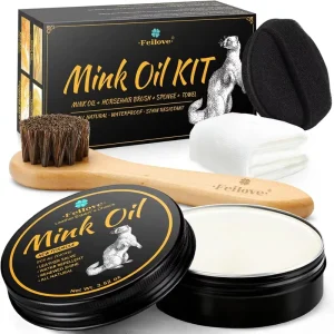 4 in 1 Mink Oil Leather Conditioner Cleaner 3.52 Oz Premium Waterproof Formula All Natural Leather Repellent for Shoes