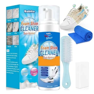 4 in 1 Shoes Cleaner Kit With Brush and Towel Shoe Cleaner for Leather Knitting Canvas Suede PU White Shoe Cleaner