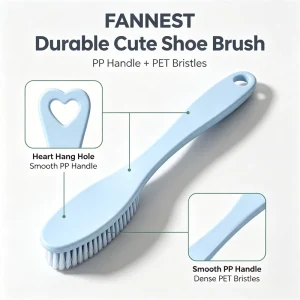 4718 Grey Long Handle Shoe Cleaning Brush PP Handle PET Hard Bristles Household Sneaker Boot Stain Dirt Scrub Brush