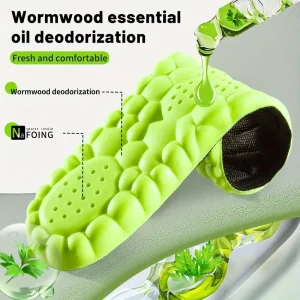 4D PU Soft Breathable Sport Insoles with Cushioning Shock Absorption Deodorant Ankle Protection Black Grey