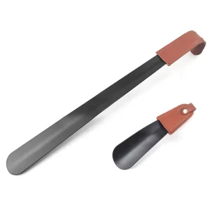 7 Sizes Extra Long Handle Metal Shoe Horn Leather Covered Stainless Steel Shoe Horn for Boots Sneakers