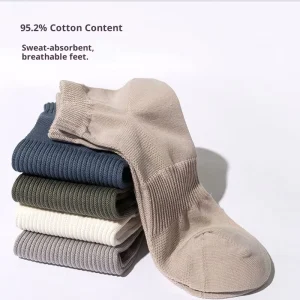 7A Antibacterial Men’s Summer Thin Mesh Short Socks Combed Cotton Sweat Absorbent Deodorant Breathable