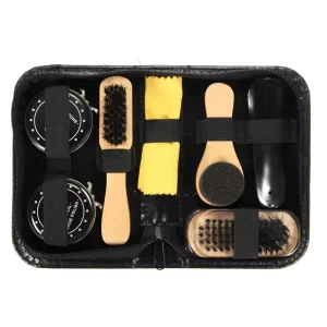 8 Pcs Set Pro Shoes Care Kit Shoe Shine Box Bamboo Wooden Cleaning Set Brush Shine Polishing Tool for Leather Shoes