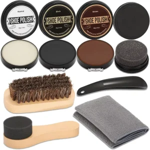 8 Piece Leather Shoe Polish Kit Shoe Shine & Cleaning Tools Includes Brushes Sponges Cloths China