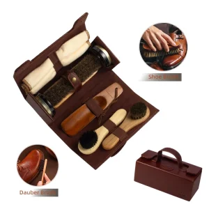 8pcs Shoe Care Kit for Travel Professional Shoe Clean Kit with PU Carry Case Shoe Shine Kit for Men Women