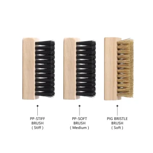 AKSGRP Custom Logo Soft Medium Stiff Shoe Cleaning Tools Set for Sneakers Cleaning 3 in 1 Kit Wooden Shoe Brush