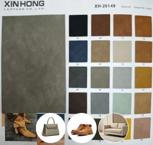 Abrasion Resistant Two Tone Faux Suede PU Leather for Bags Shoes & Upholstery Custom Color & Thickness Available