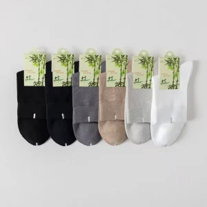 Anti Bacterial Breathable Deodorant Crew Socks Custom Organic Bamboo Business Socks Autumn Black Box Logo Seamless