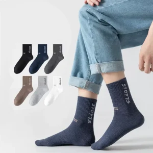 Anti Foul Sweat Bacteria Seamless Sport Gym Letter Socks Men Deodorant Breathable Cotton Socks