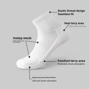 Athletic Grip Socks Summer Mid Calf Cotton Thin Sweat Absorbent Breathable Anti Friction Deodorant Socks