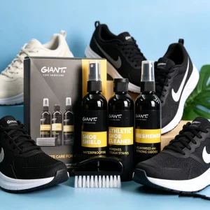 Athletic Shoe Care Kit 3 In 1 Sneaker Cleaner Water Repellent Odor Eliminator Spray With Shoe Brush