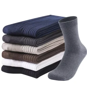 Autumn Winter Men’s Casual Sweat Absorbent Deodorant Socks Cross Border with Custom Logo on Bottom and Body