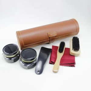 BE BEAUTY Travel Men Shoe Care Polish Kit Leather Case Compact Customized Color Shoe Cleaning Tools Set Premium Shoe Shine Kit