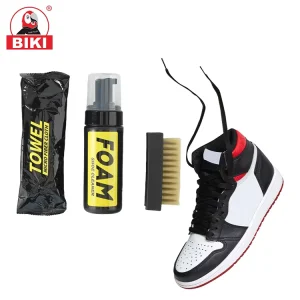 BIKI OEM ODM Factory Supply Sport Shoe Cleaning Kit Quick Foam Brush Fabric Canvas Mesh Sneaker Cleaner Set Removing Polish