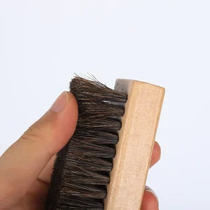 Beech Small Square Horse Hair Bristle Shoe Brush Plastic Dust and Oil Car Seat Cleaning