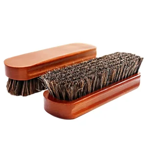 Beech Wood Horsehair Shoe Brush with Soft Bristles for Leather Cleaning Polishing Dust Removal