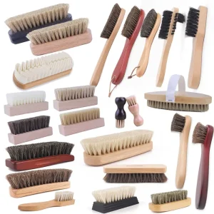 Beech Wooden Handle Horse Hair Shoe Cleaning Brush Leather Suede Polishing Care Decontamination Large Small Sizes Made in China