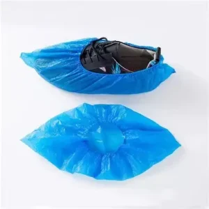 Blue CPE Shoe Covers With Embossed Textured Sole