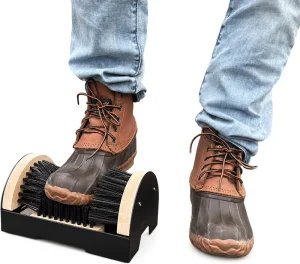 Boot Scrubber All Weather Industrial Shoe Cleaner Scraper Brush with Beech Wood Handle and Soft Bristles