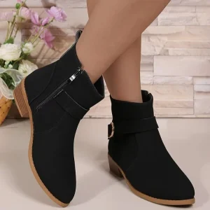 Boots Womens Short Thick Heel Frosted Thin Comfortable Fashion Suede916