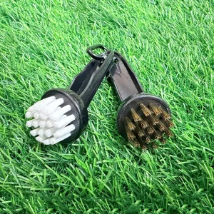 Brass Nylon Golf Club Cleaning Brush Golf Ball Round Head Brush Copper Hair Cleaning Tool Kit Golf Club Cleaning with Carabiner