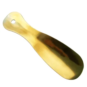 Brass Shoe Horn Solid Steel Durable Metal Portable Travel Ergonomic Handle 7.5 Inch
