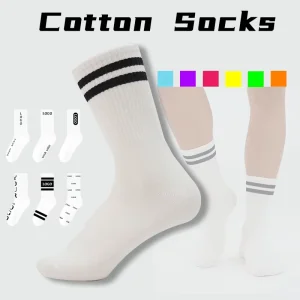 Breathable Sweat Wicking Anti Slip Deodorant Unisex Sports Socks Striped Black White Custom Spring Casual